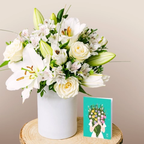 Aurora Shine Flower Bouquet Vase and Card