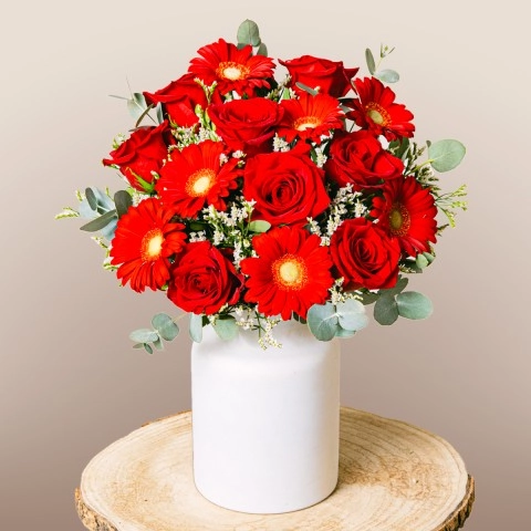 Magic of Love Red Roses and Gerberas